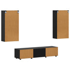 TV-Schrankset mit Schubladen FLORIN 3 pcs Schwarz Holzwerkstoff