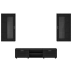 TV-Schrankset mit Schubladen FLORIN 3 pcs Schwarz Holzwerkstoff