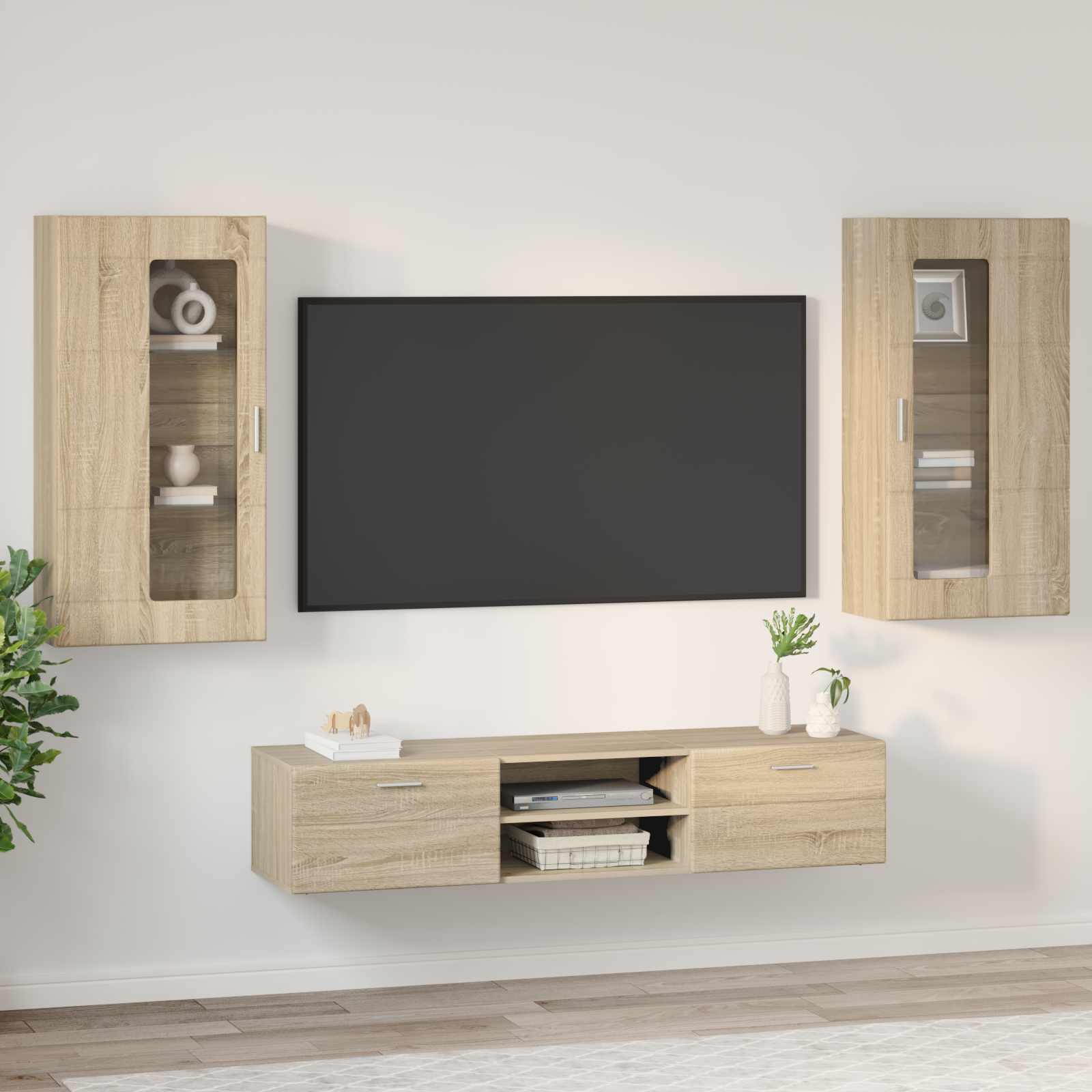 TV-Schrankset mit Regal FLORIN 3 pcs Sonoma-Eiche Holzwerkstoff