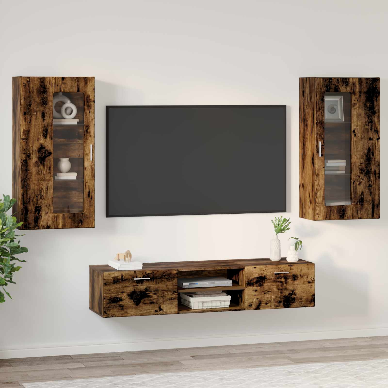 TV-Schrankset FLORIN 3 pcs Geräucherte Eiche Holzwerkstoff