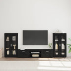 TV-Schrankset mit Schubladen FLORIN 3 pcs Schwarz Holzwerkstoff