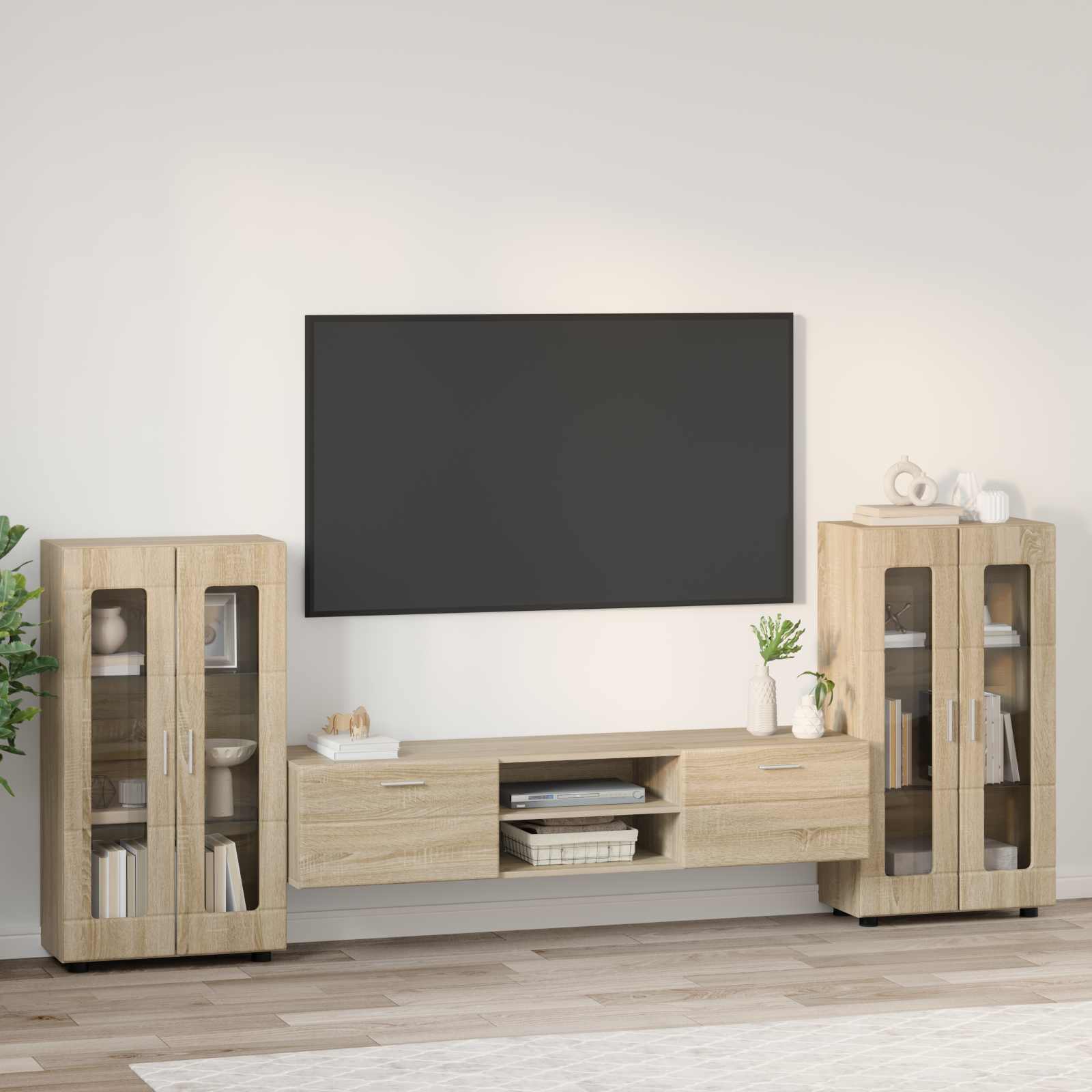 TV-Schrankset mit Regal FLORIN 3 pcs Sonoma-Eiche Holzwerkstoff