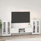 TV-Schrankset mit Tür FLORIN 3 pcs Hochglanz Weiß Holzwerkstoff
