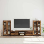 TV-Schrankset mit Schubladen FLORIN 3 pcs Altholz Holzwerkstoff