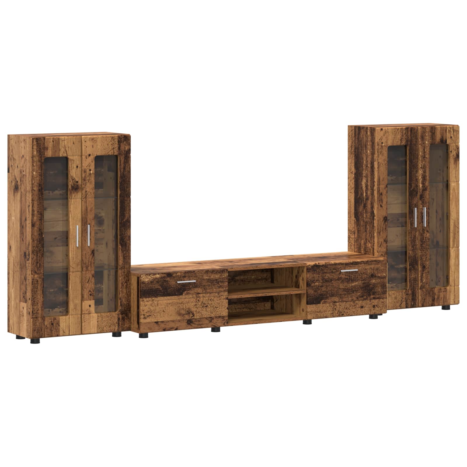 TV-Schrankset mit Schubladen FLORIN 3 pcs Altholz Holzwerkstoff