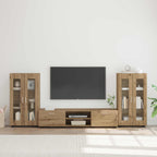 TV-Schrankset mit Tür FLORIN 3 pcs Artisan-Eiche Holzwerkstoff