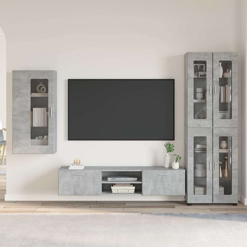 TV-Schrankset mit Regal FLORIN 3 pcs Beton Grau Holzwerkstoff