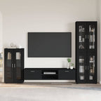 TV-Schrankset mit Schubladen FLORIN 3 pcs Schwarz Holzwerkstoff
