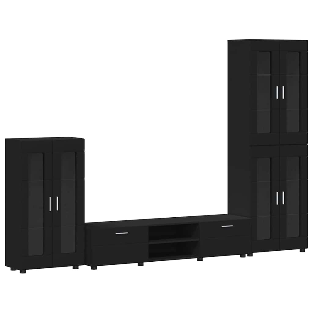 TV-Schrankset mit Schubladen FLORIN 3 pcs Schwarz Holzwerkstoff