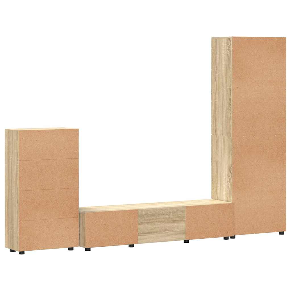 TV-Schrankset mit Regal FLORIN 3 pcs Sonoma-Eiche Holzwerkstoff