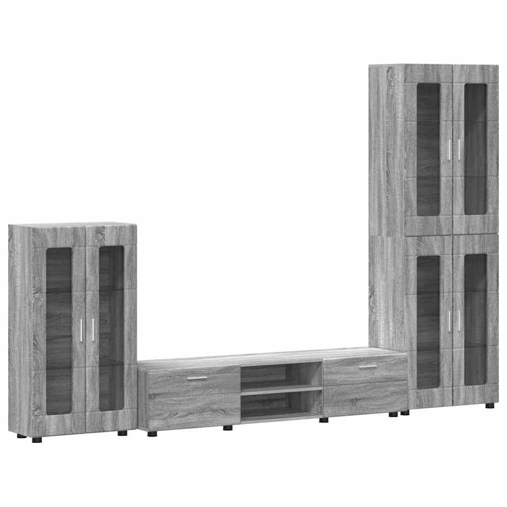 TV-Schrankset mit Tür FLORIN 3 pcs Graues Sonoma Holzwerkstoff