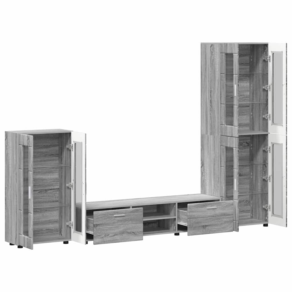 TV-Schrankset mit Tür FLORIN 3 pcs Graues Sonoma Holzwerkstoff