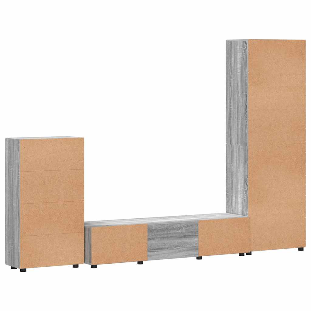 TV-Schrankset mit Tür FLORIN 3 pcs Graues Sonoma Holzwerkstoff