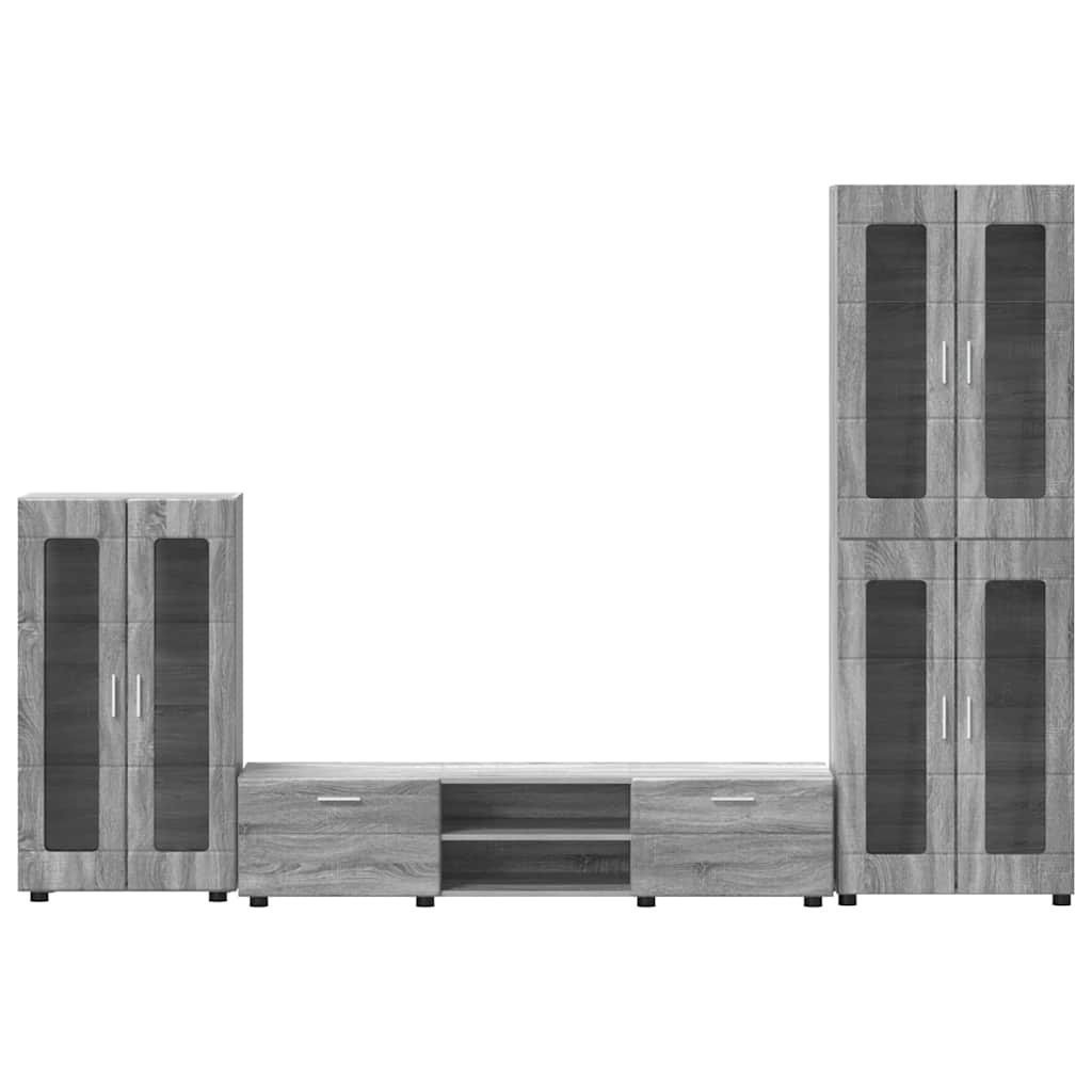 TV-Schrankset mit Tür FLORIN 3 pcs Graues Sonoma Holzwerkstoff
