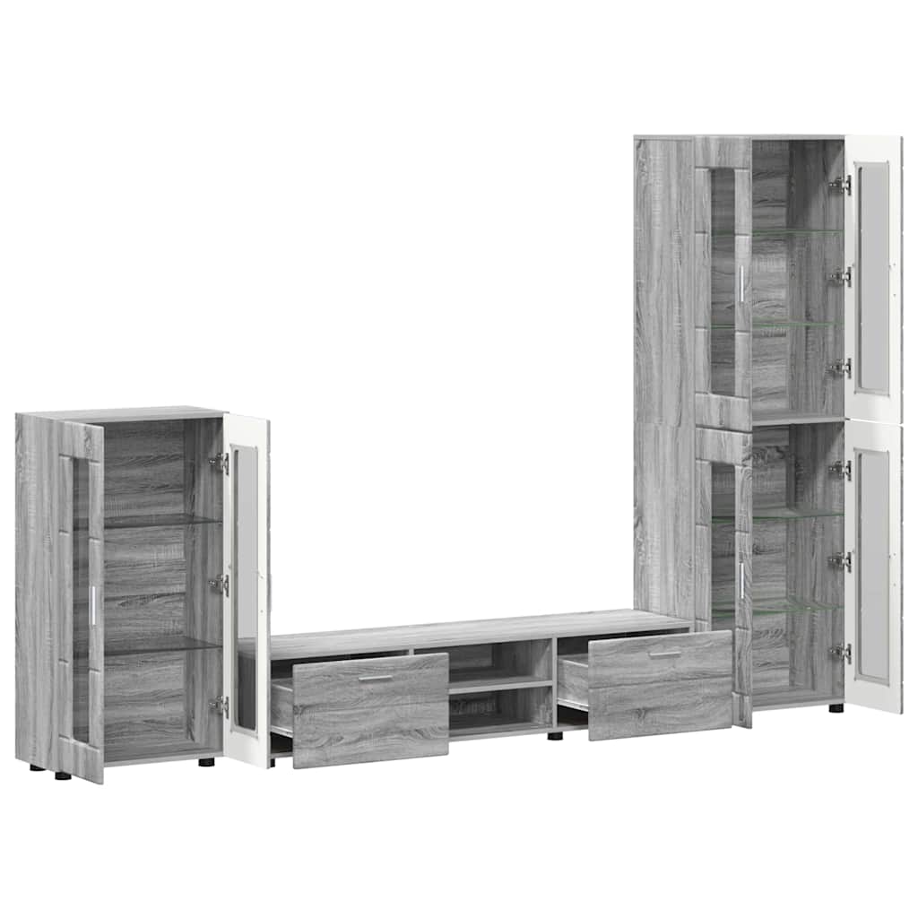 TV-Schrankset mit Tür FLORIN 3 pcs Graues Sonoma Holzwerkstoff