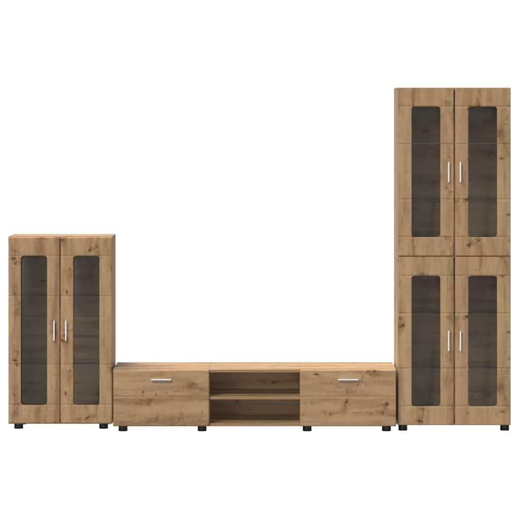 TV-Schrankset mit Tür FLORIN 3 pcs Artisan-Eiche Holzwerkstoff