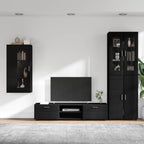TV-Schrankset mit Schubladen FLORIN 3 pcs Schwarz Holzwerkstoff