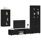 TV-Schrankset mit Schubladen FLORIN 3 pcs Schwarz Holzwerkstoff