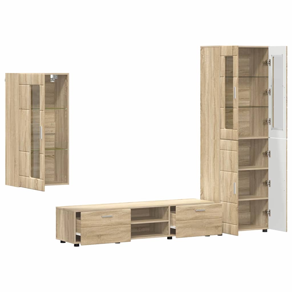 TV-Schrankset mit Regal FLORIN 3 pcs Sonoma-Eiche Holzwerkstoff