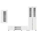 TV-Schrankset mit Tür FLORIN 3 pcs Hochglanz Weiß Holzwerkstoff
