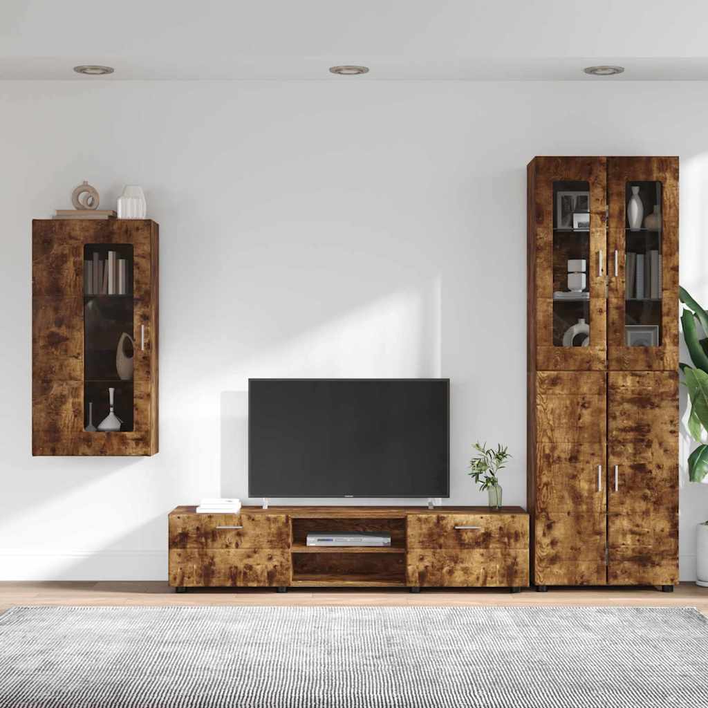 TV-Schrankset FLORIN 3 pcs Geräucherte Eiche Holzwerkstoff