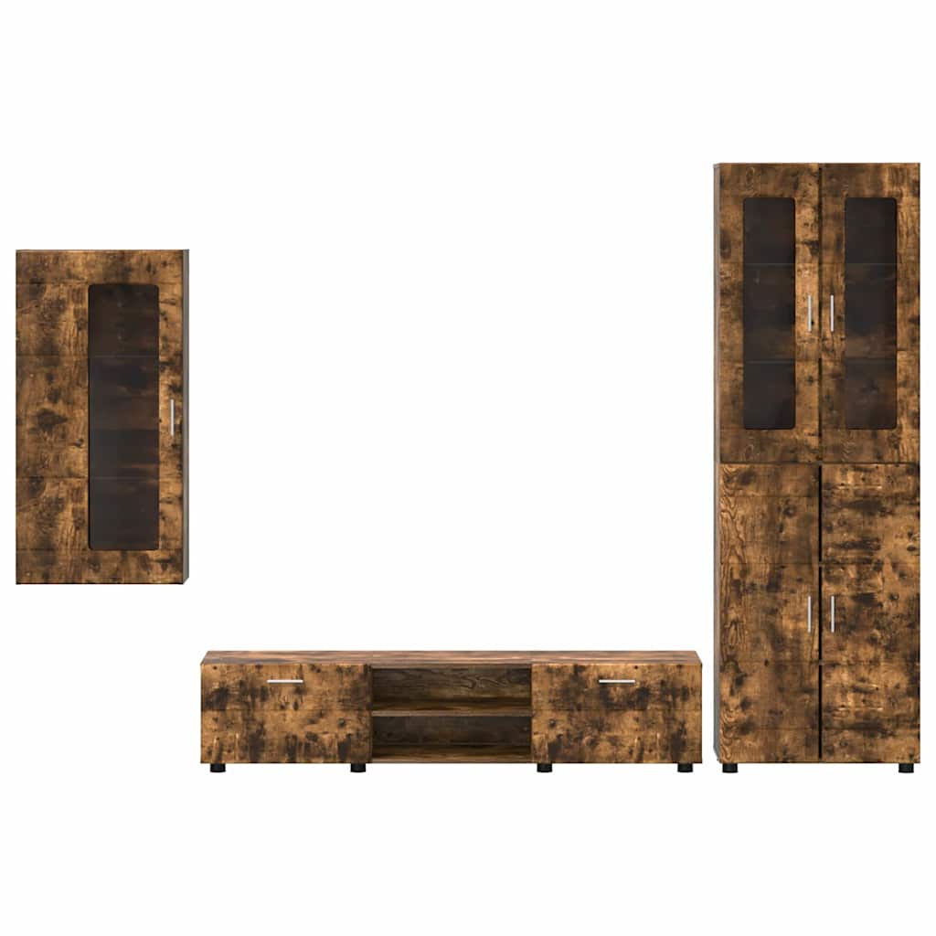 TV-Schrankset FLORIN 3 pcs Geräucherte Eiche Holzwerkstoff