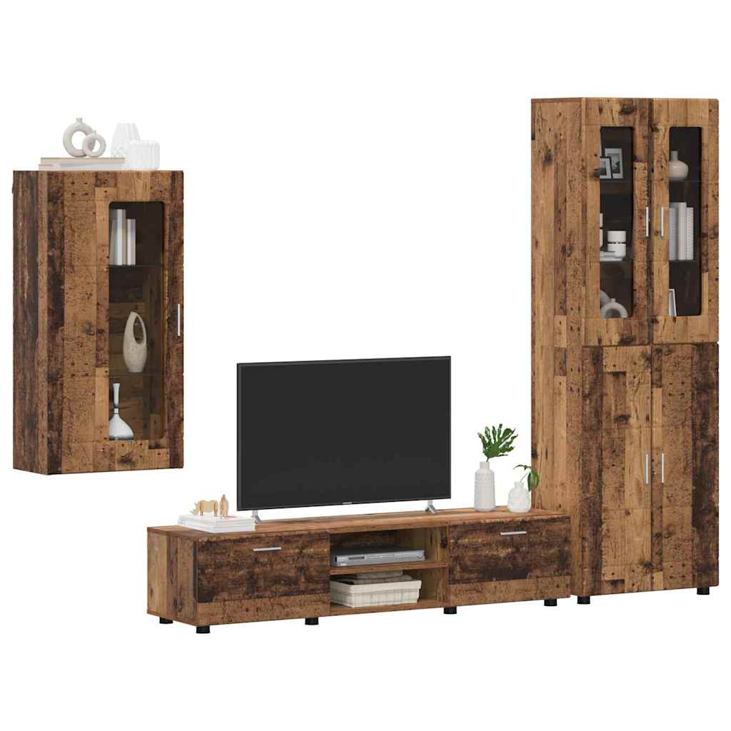 TV-Schrankset mit Schubladen FLORIN 3 pcs Altholz Holzwerkstoff