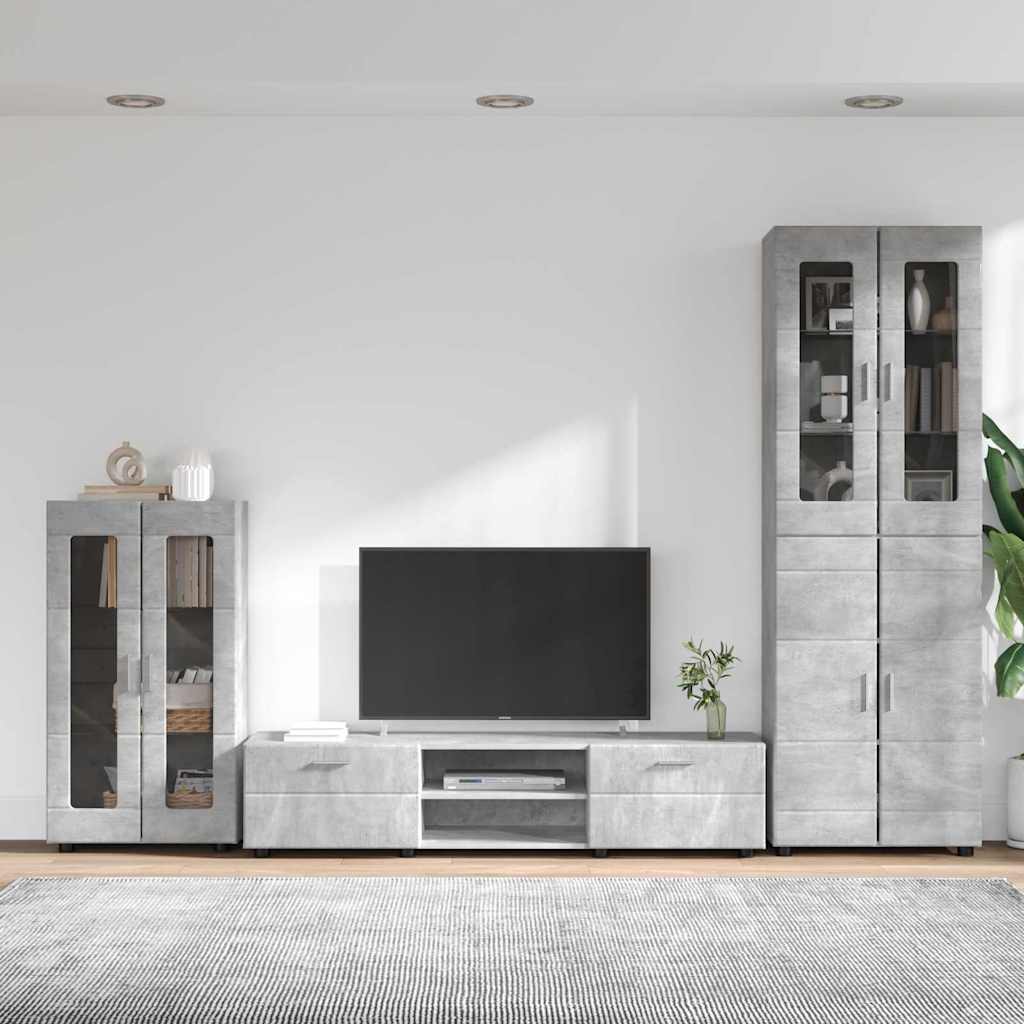 TV-Schrankset mit Regal FLORIN 3 pcs Beton Grau Holzwerkstoff