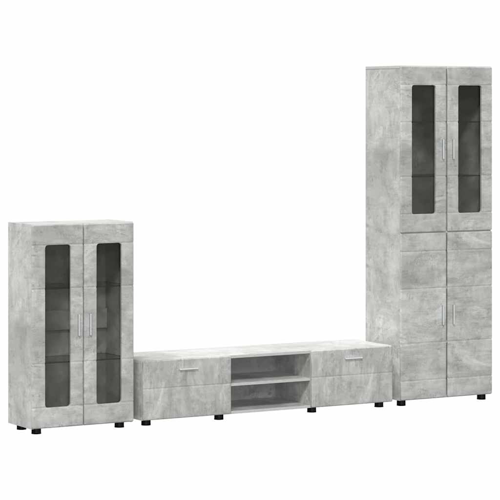 TV-Schrankset mit Regal FLORIN 3 pcs Beton Grau Holzwerkstoff