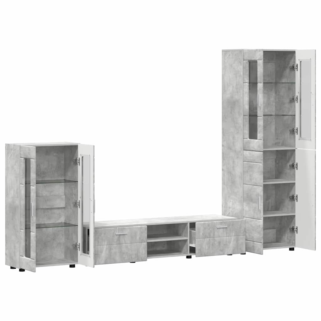 TV-Schrankset mit Regal FLORIN 3 pcs Beton Grau Holzwerkstoff