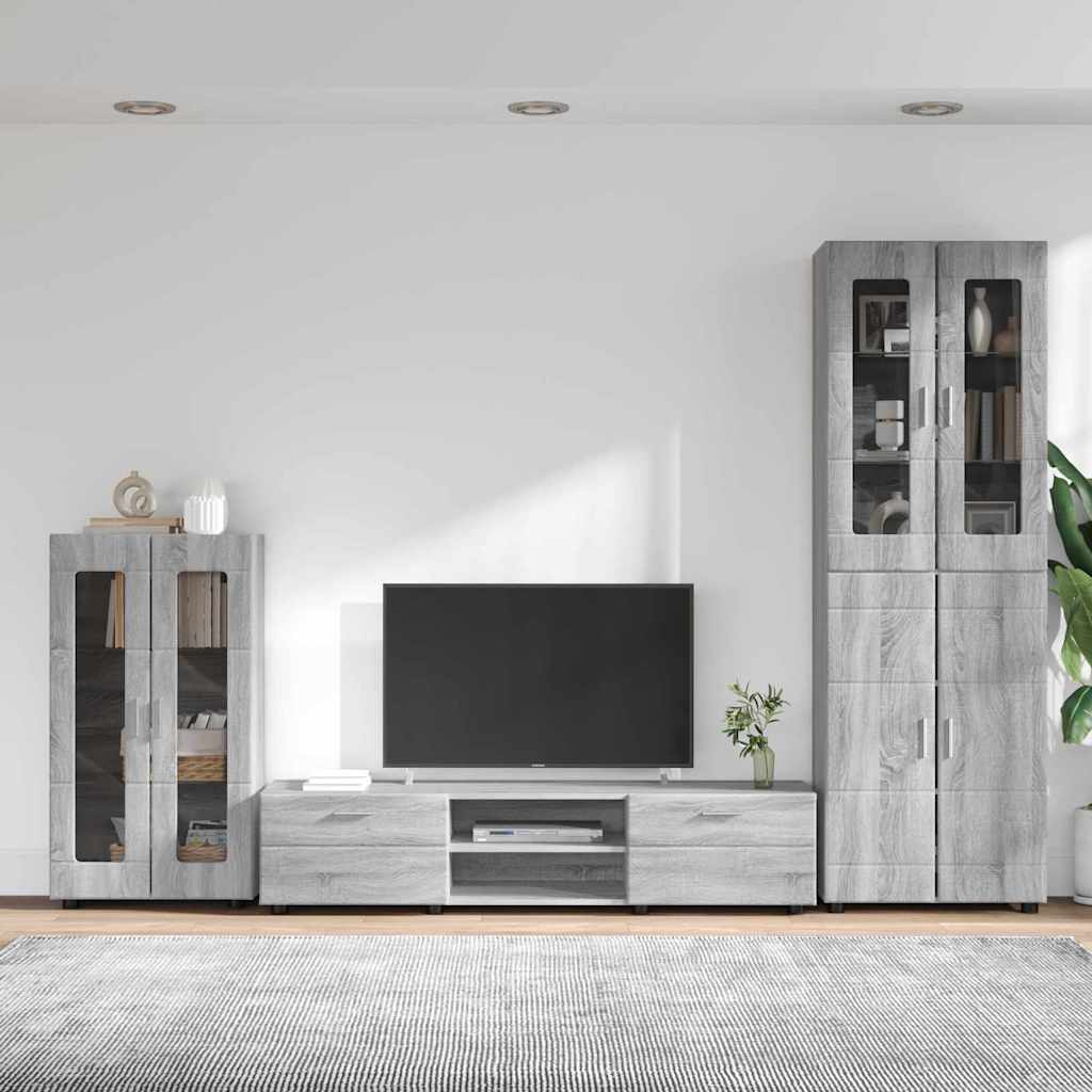 TV-Schrankset mit Tür FLORIN 3 pcs Graues Sonoma Holzwerkstoff