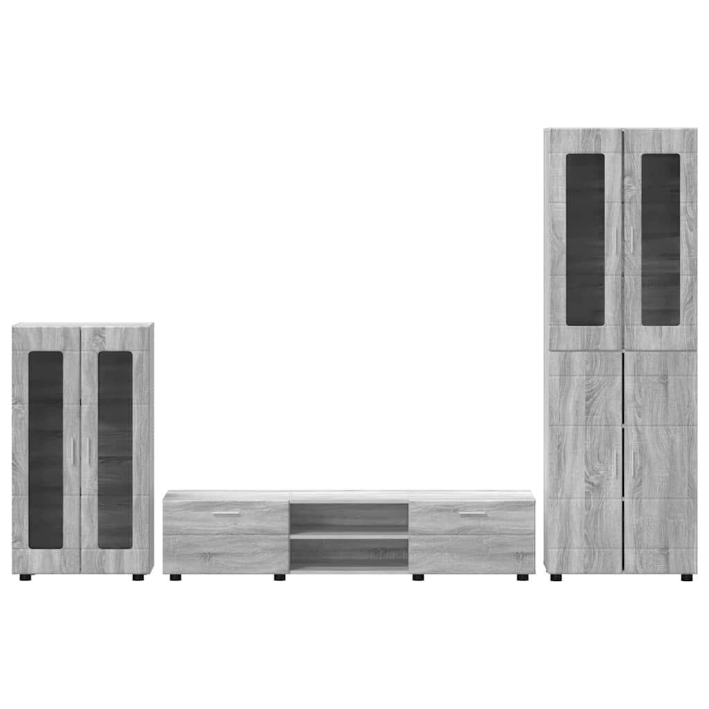 TV-Schrankset mit Tür FLORIN 3 pcs Graues Sonoma Holzwerkstoff