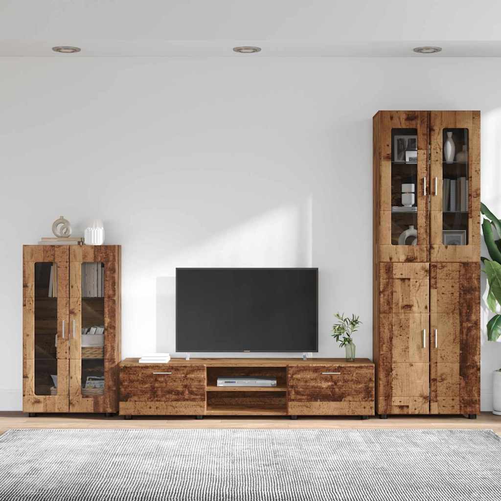 TV-Schrankset mit Schubladen FLORIN 3 pcs Altholz Holzwerkstoff