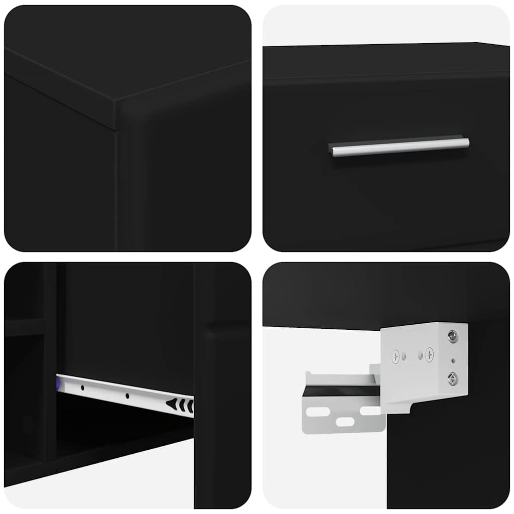 TV-Schrankset mit Schubladen FLORIN 3 pcs Schwarz Holzwerkstoff