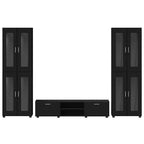 TV-Schrankset mit Schubladen FLORIN 3 pcs Schwarz Holzwerkstoff