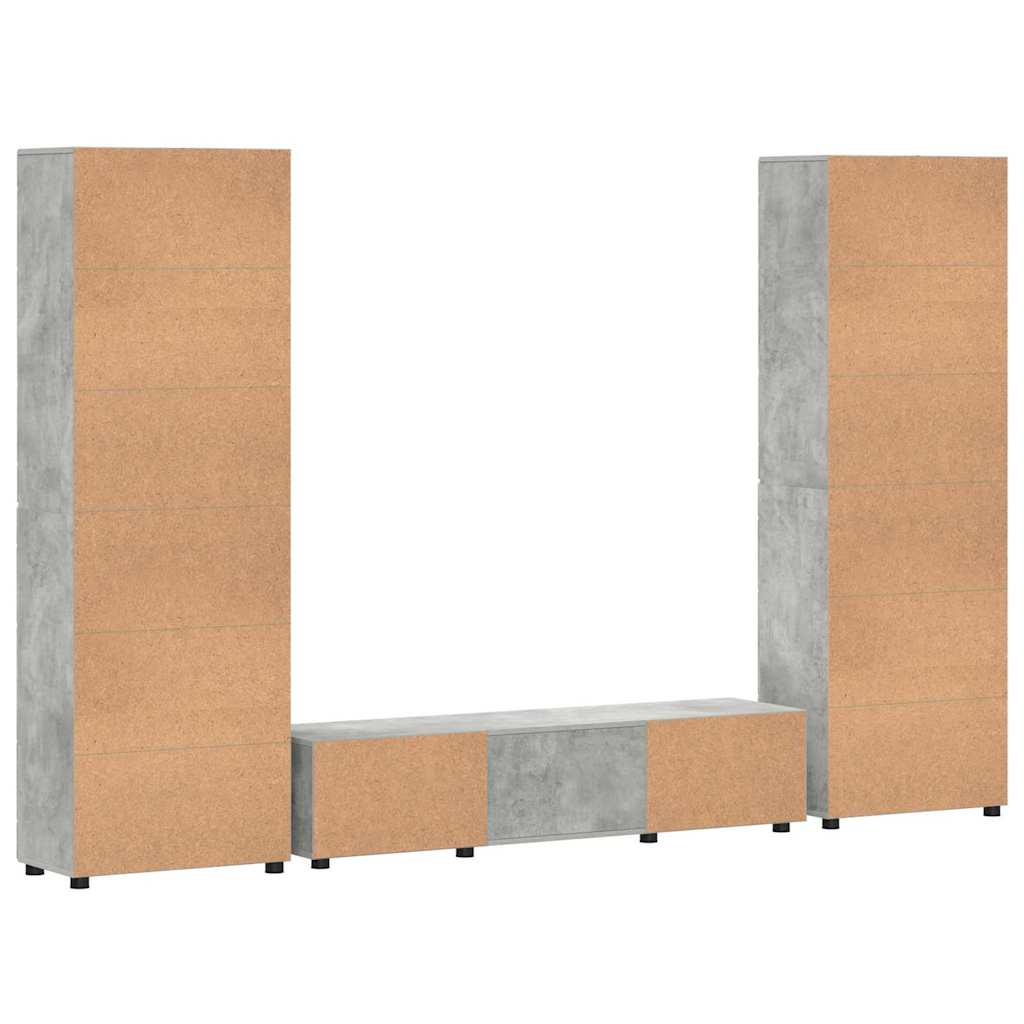 TV-Schrankset mit Regal FLORIN 3 pcs Beton Grau Holzwerkstoff