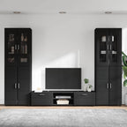 TV-Schrankset mit Schubladen FLORIN 3 pcs Schwarz Holzwerkstoff