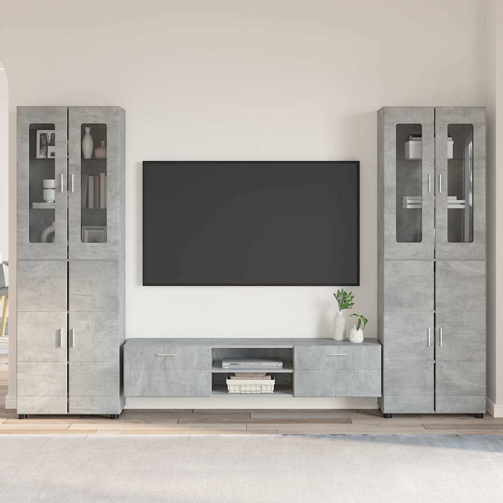 TV-Schrankset mit Regal FLORIN 3 pcs Beton Grau Holzwerkstoff