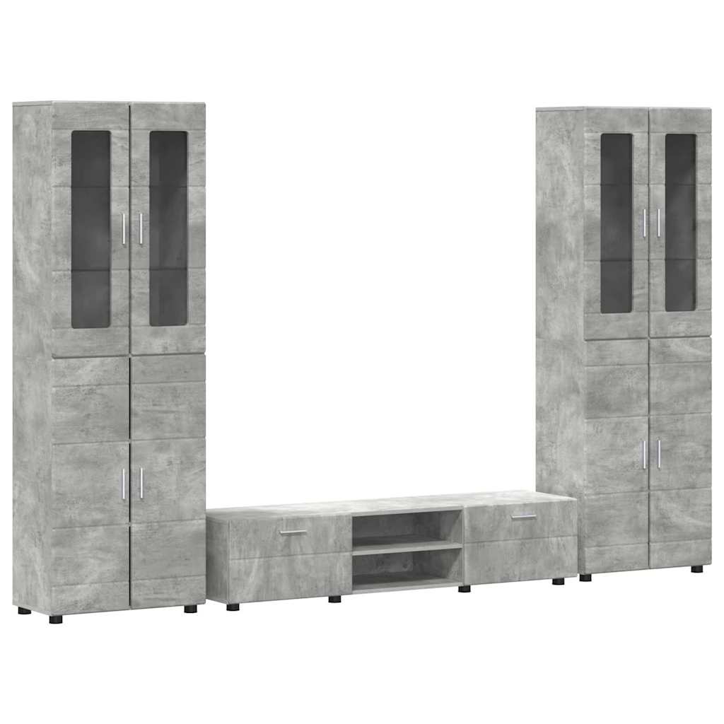 TV-Schrankset mit Regal FLORIN 3 pcs Beton Grau Holzwerkstoff
