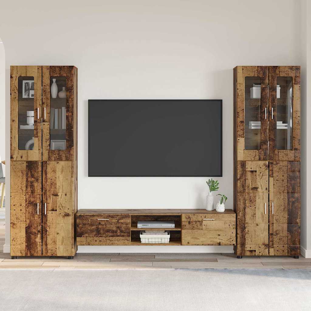TV-Schrankset mit Schubladen FLORIN 3 pcs Altholz Holzwerkstoff