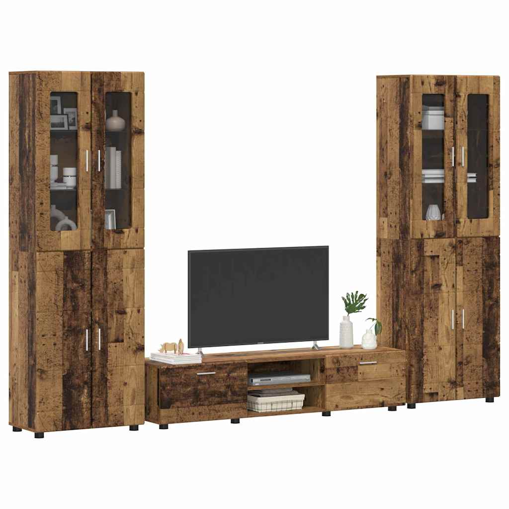 TV-Schrankset mit Schubladen FLORIN 3 pcs Altholz Holzwerkstoff