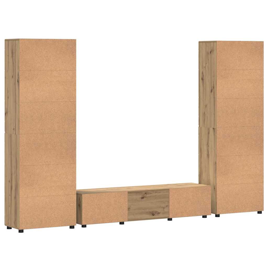 TV-Schrankset mit Tür FLORIN 3 pcs Artisan-Eiche Holzwerkstoff