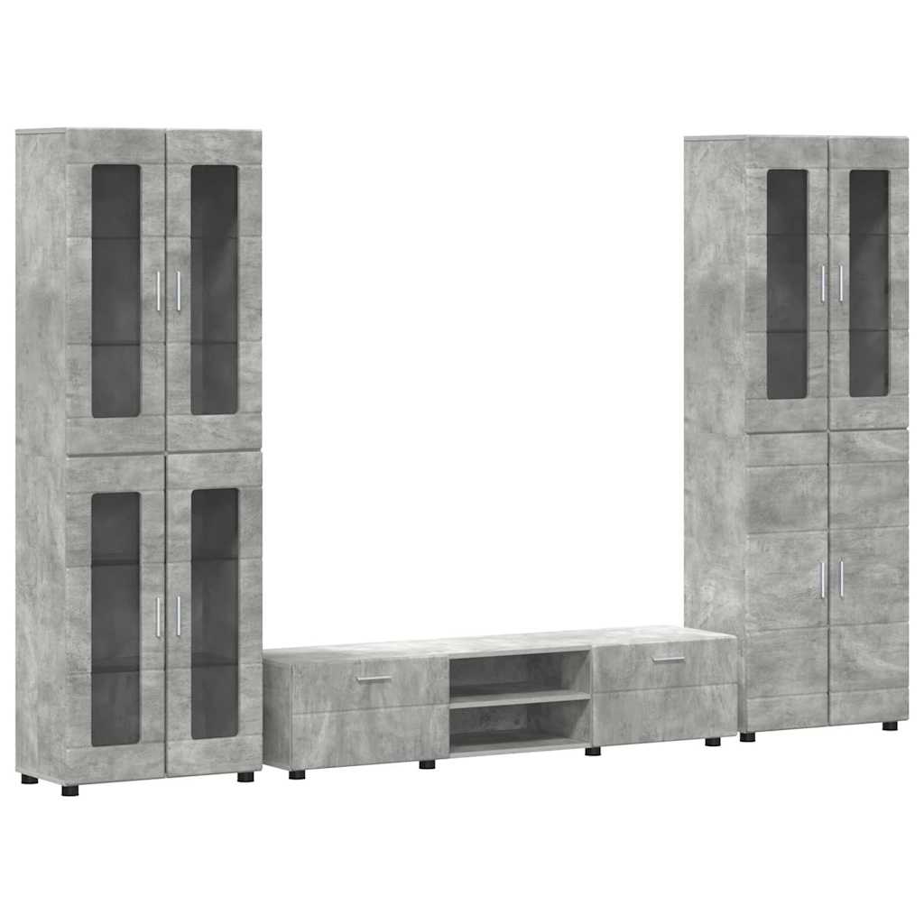 TV-Schrankset mit Regal FLORIN 3 pcs Beton Grau Holzwerkstoff