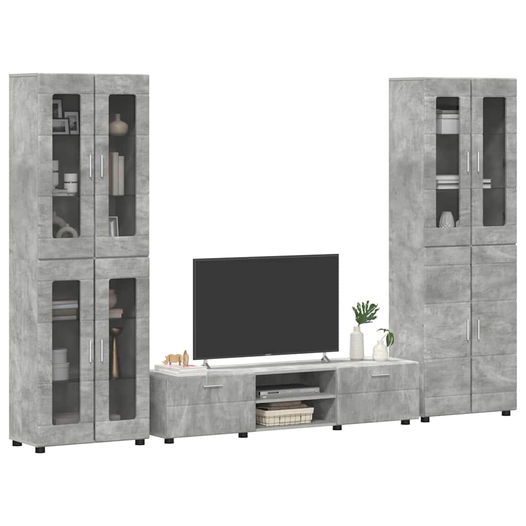TV-Schrankset mit Regal FLORIN 3 pcs Beton Grau Holzwerkstoff