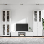 TV-Schrankset mit Tür FLORIN 3 pcs Hochglanz Weiß Holzwerkstoff