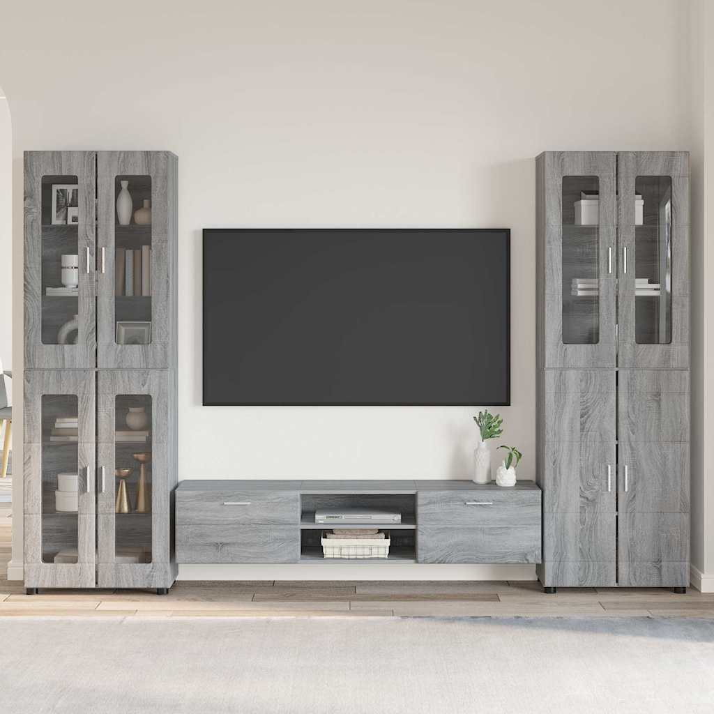 TV-Schrankset mit Tür FLORIN 3 pcs Graues Sonoma Holzwerkstoff