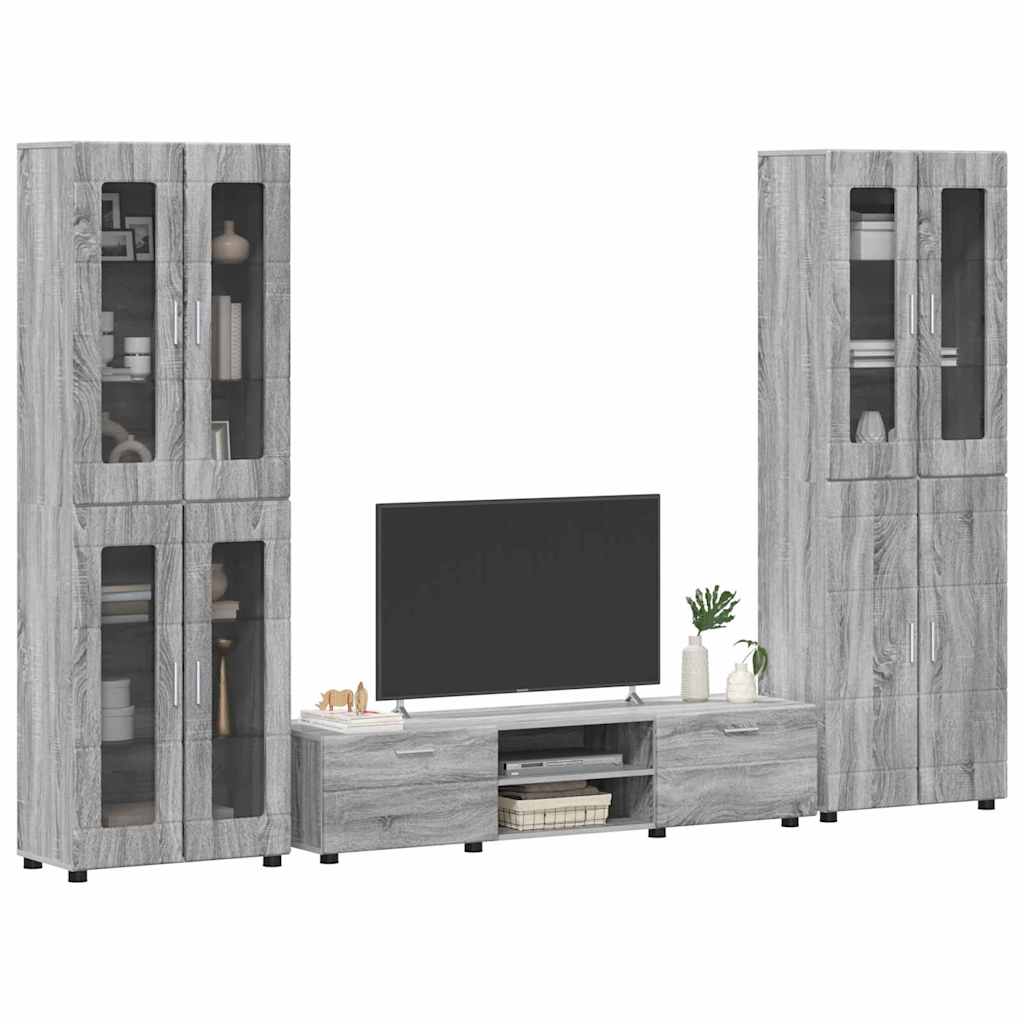 TV-Schrankset mit Tür FLORIN 3 pcs Graues Sonoma Holzwerkstoff
