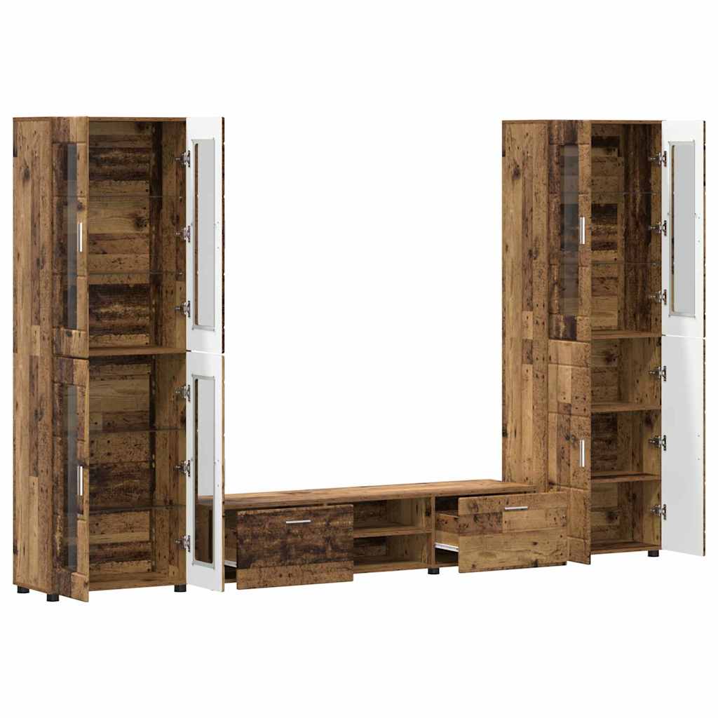 TV-Schrankset mit Schubladen FLORIN 3 pcs Altholz Holzwerkstoff