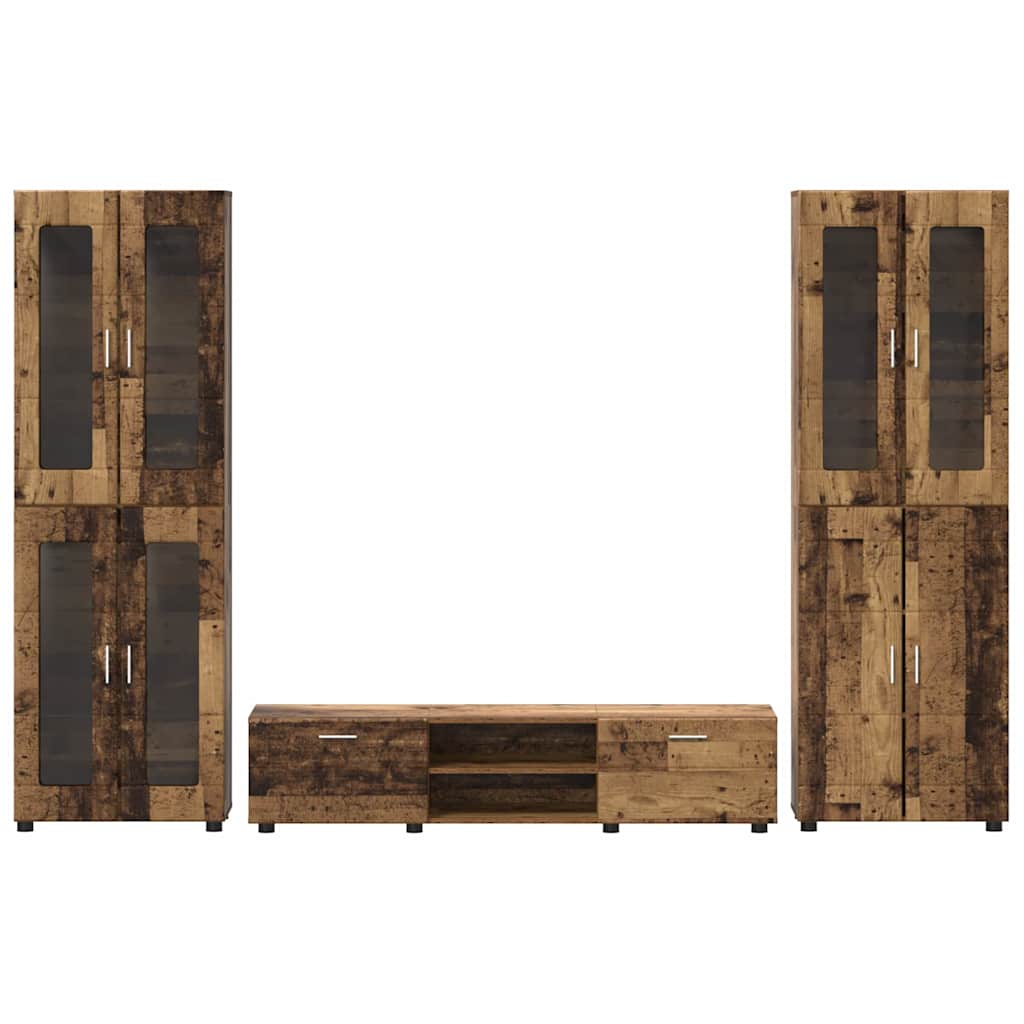 TV-Schrankset mit Schubladen FLORIN 3 pcs Altholz Holzwerkstoff