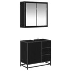 Badezimmermöbel Set 2 pcs Schwarz Eichen-Optik Holzwerkstoff
